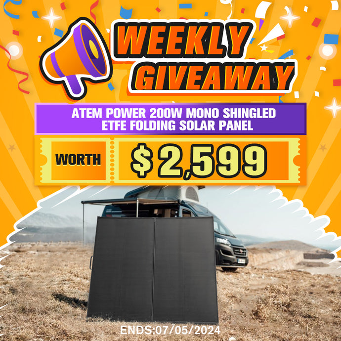 The 20th Weekly Giveaway & Winner - Atem Power 200W Mono Shingled ETFE Folding Solar Panel