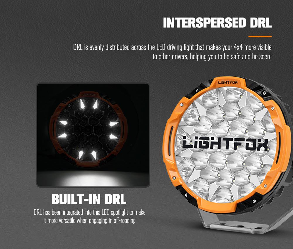 LIGHTFOX 9 Osram LED Driving Lights Round Black Spotlight DRL