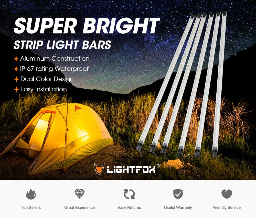 Lightfox 6PCS 12V LED Strip Light Bar Waterproof Amber White Lights Bo –  Vicoffroad Australia